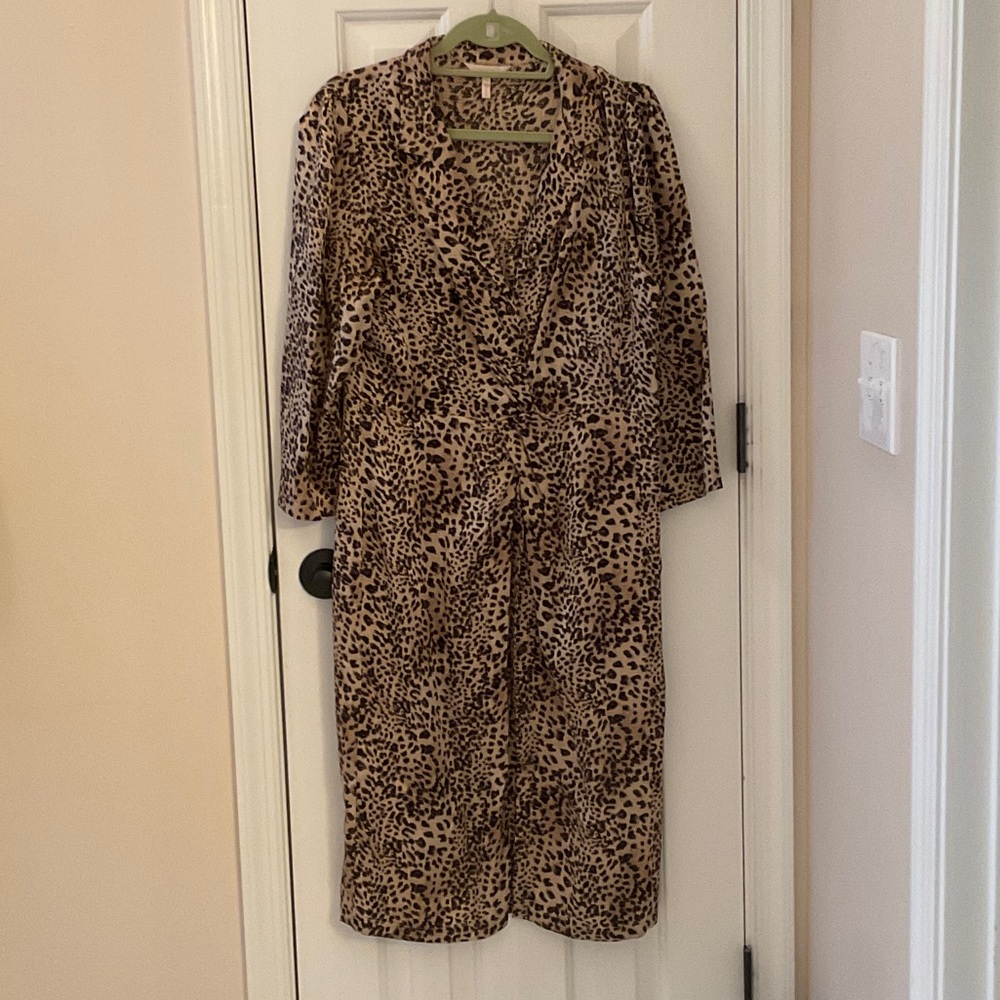 Rebecca Taylor Brown & Black Leopard Wrap Robe